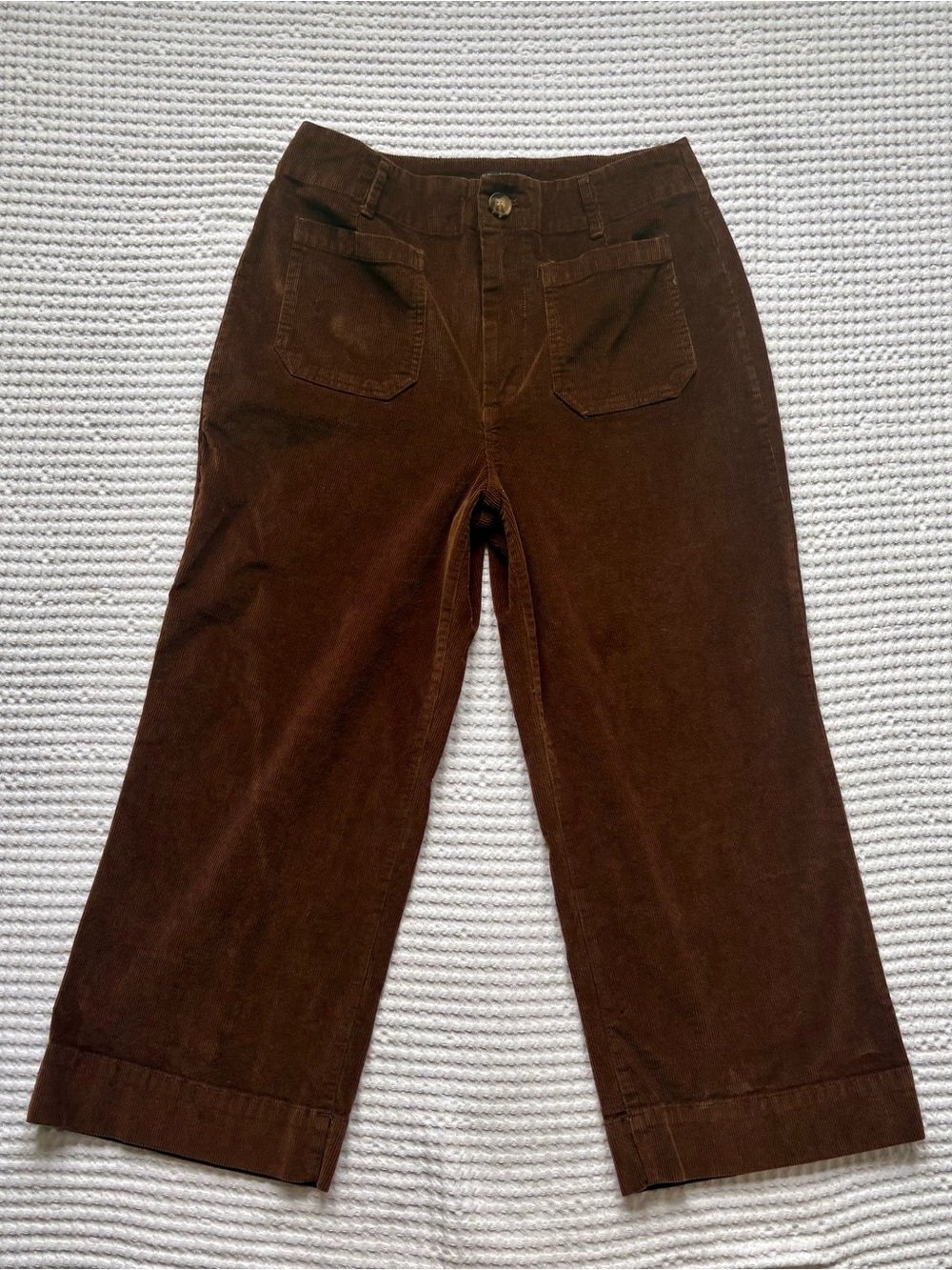 Velvet Heart Alyx Corduroy Wide Leg Cropped Pants Chocolate Brown Toffee - 30